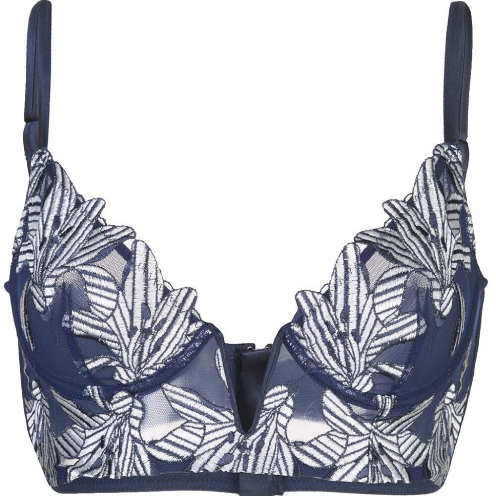 FLEUR DU MAL Lily Embroidery Demi Bra, NWT, 34B